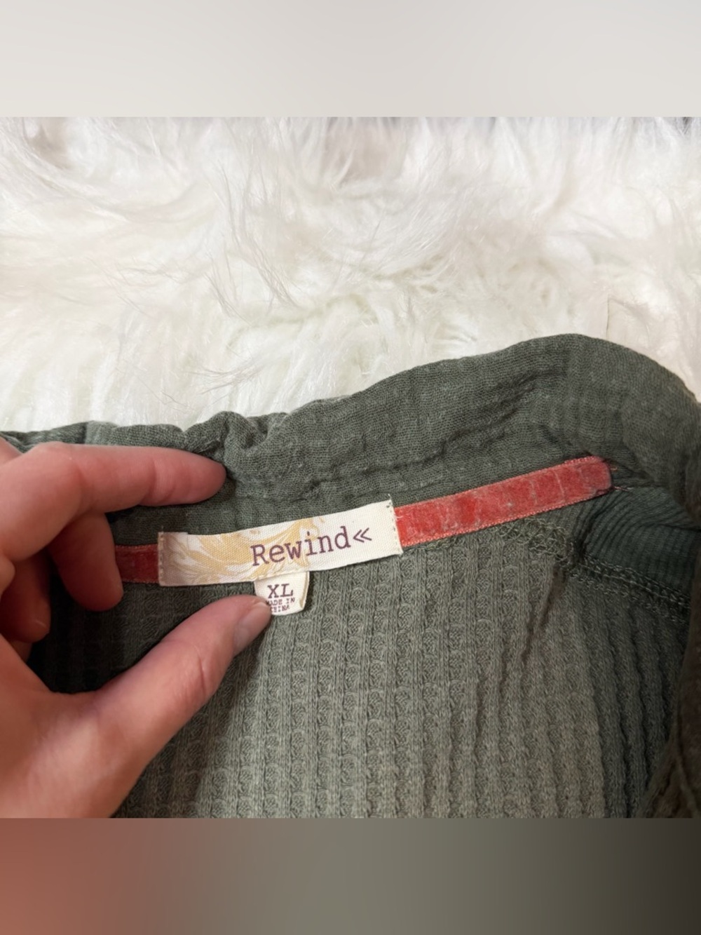 Rewind Button Front Knit Shacket Green XL - Picture 7 of 9